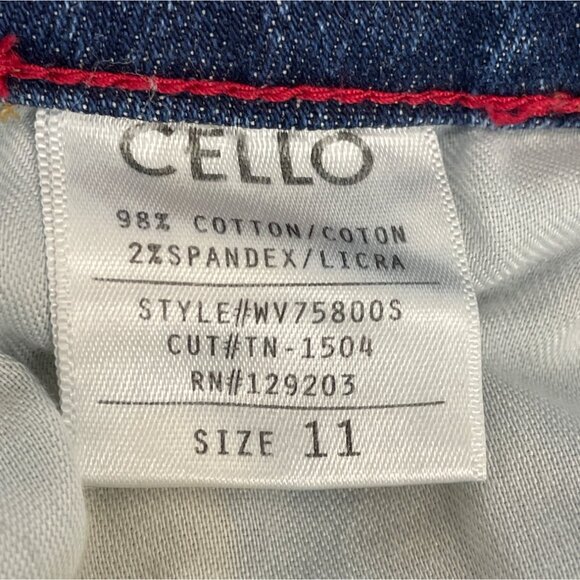 Cello Womens Distressed High-Waisted Cropped Denim Jeans With Frayed Hem Size 11 - Picture 8 of 9